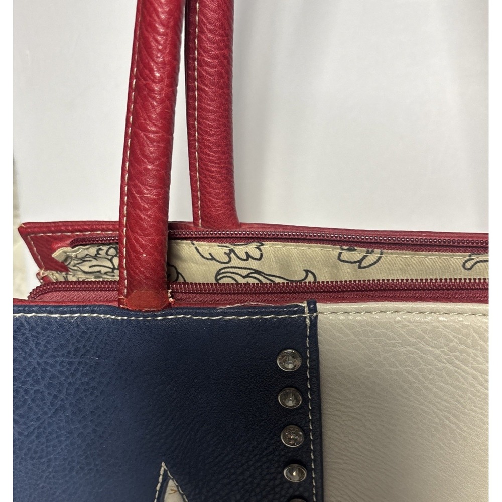 Texas Flag Tote Bag Rhinestone Embellished Red White Blue Shoulder Bag - Picture 15 of 16